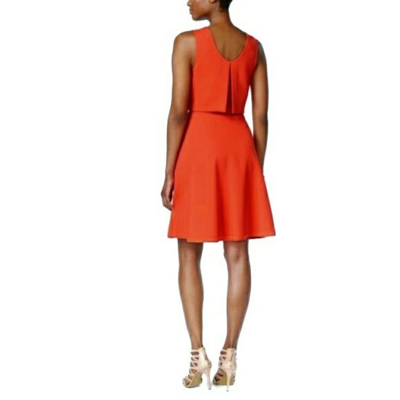 RACHEL ROY Popover textured sleeveless cutout dress in coral Size 10 NEW - Picture 6 of 7